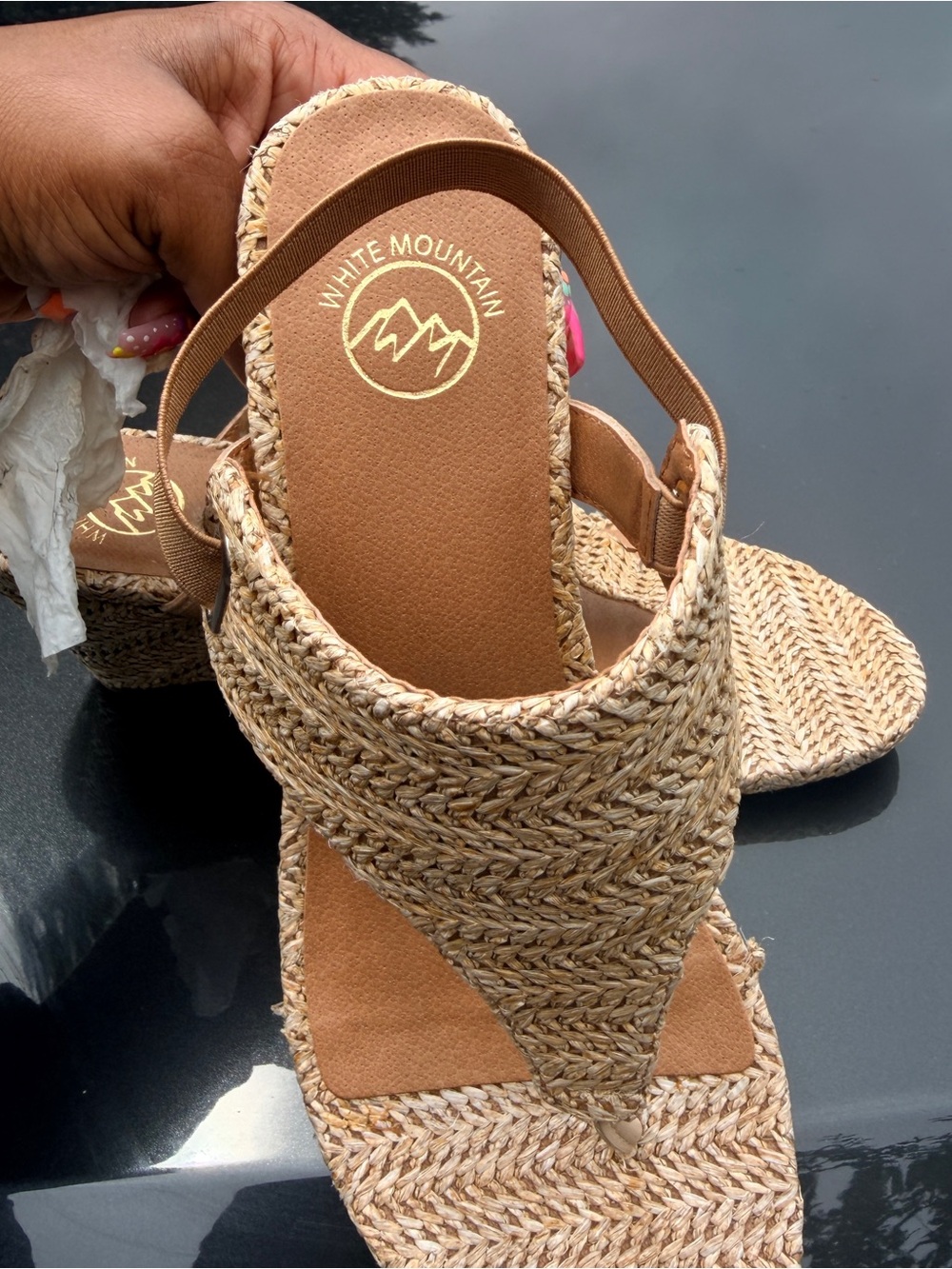 White Mountain Tan Braided Slingback Slide Sandals
